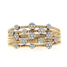 Load image into Gallery viewer, Royal Collection Multi-Strand Yellow Gold Diamond Cluster Tubogas Bangle