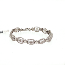 Load image into Gallery viewer, Royal Collection Vintage-Style Filigree Scroll Link Bracelet in 14k White Gold