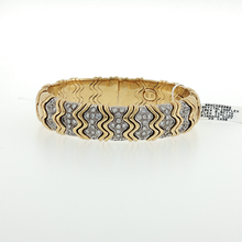 Load image into Gallery viewer, Royal Collection Diamond Two-Tone Wave Pattern Gold Cuff Bangle