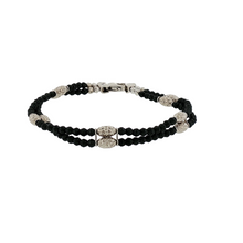 Load image into Gallery viewer, Royal Collection Double-Strand Onyx and Diamond Pavé Station Bracelet in White Gold