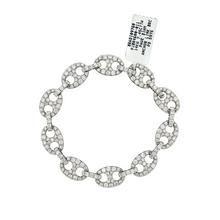 Load image into Gallery viewer, Royal Collection Diamond Pave 14k White Gold Anchor Link Chain Bracelet