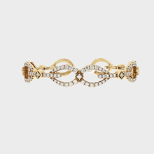 Load image into Gallery viewer, Royal Estate 18k Yellow Gold Infinity Link Diamond Pave Bangle Bracelet