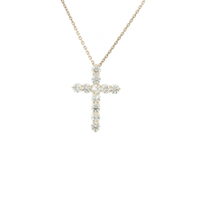 Load image into Gallery viewer, Royal Collection Round Brilliant Diamond Cross Pendant in Yellow Gold