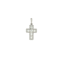 Load image into Gallery viewer, Royal Collection 18k White Gold Emerald-Cut and Pave Diamond Cross Pendant