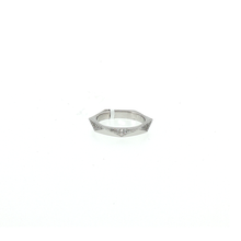 Load image into Gallery viewer, Royal Collection 18K White Gold Geometric Pave Accent Hexagon Band Ring