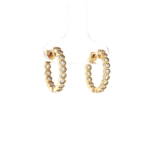 Load image into Gallery viewer, Royal Collection Diamond Honeycomb Hoop Earrings in Yellow Gold