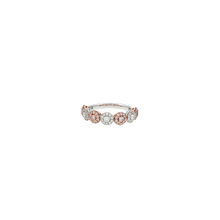 Load image into Gallery viewer, Royal Collection Alternating Pink and White Diamond Cluster Ring — White Gold