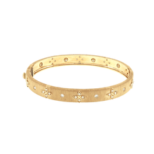 Load image into Gallery viewer, Royal Collection Yellow Gold Textured Diamond Floral Bangle