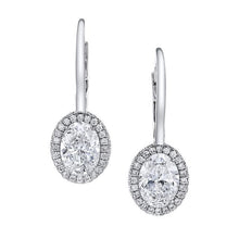 Load image into Gallery viewer, Royal Collection 18K White Gold 3.56 CTW Oval Cut Diamond Two-Sided Pave Halo Drop Earrings