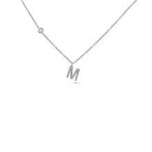 Load image into Gallery viewer, Royal Collection 14K White Gold Pave Diamond Initial M Pendant Necklace