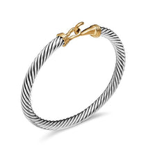 Load image into Gallery viewer, Buckle Classic Cable Bracelet in Sterling Silver with 14K Yellow Gold, 5mm