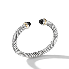Load image into Gallery viewer, Classic Cable Bracelet in Sterling Silver with 14K Yellow Gold and Black Onyx, 7mm