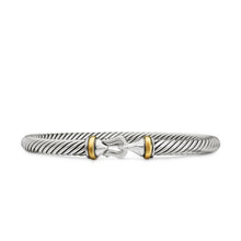 Load image into Gallery viewer, Buckle Classic Cable Bracelet in Sterling Silver with 18K Yellow Gold, 5mm