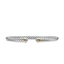 Load image into Gallery viewer, Cable Flex Bracelet in Sterling Silver with 14K Yellow Gold, 4mm