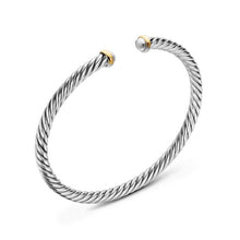 Load image into Gallery viewer, Cable Flex Bracelet in Sterling Silver with 14K Yellow Gold, 4mm
