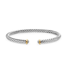 Load image into Gallery viewer, Cable Flex Bracelet in Sterling Silver with 14K Yellow Gold, 4mm