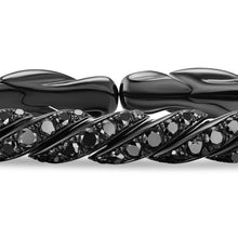 Load image into Gallery viewer, Sculpted Cable Flex Bracelet in 18K White Gold with Black Rhodium and Black Diamonds, 5mm