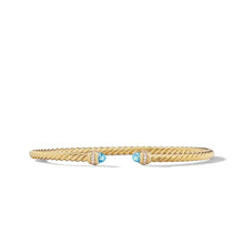 Load image into Gallery viewer, Classic Cablespira Bracelet in 18K Yellow Gold with Blue Topaz and Diamonds, 3mm
