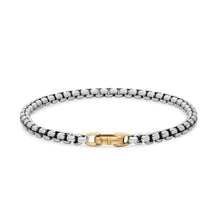 Load image into Gallery viewer, DY Bel Aire Box Chain Bracelet in Sterling Silver with 14K Yellow Gold, 4mm