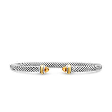 Load image into Gallery viewer, Classic Cable Bracelet in Sterling Silver with 18K Yellow Gold and Citrine, 4mm
