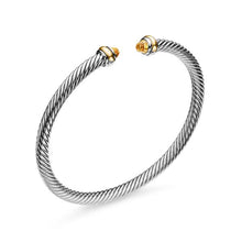 Load image into Gallery viewer, Classic Cable Bracelet in Sterling Silver with 18K Yellow Gold and Citrine, 4mm