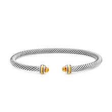 Load image into Gallery viewer, Classic Cable Bracelet in Sterling Silver with 18K Yellow Gold and Citrine, 4mm