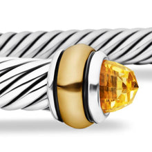 Load image into Gallery viewer, Classic Cable Bracelet in Sterling Silver with 18K Yellow Gold and Citrine, 4mm
