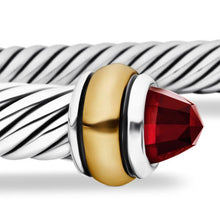 Load image into Gallery viewer, Classic Cable Bracelet in Sterling Silver with 18K Yellow Gold and Garnets, 4mm
