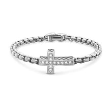 Load image into Gallery viewer, Cross Station Bracelet in Sterling Silver with Diamonds, 5mm
