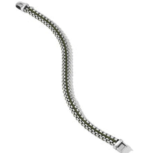 Load image into Gallery viewer, Woven Box Chain Bracelet in Sterling Silver with Green Nylon, 10mm