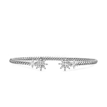 Load image into Gallery viewer, Petite Starburst Cable Flex Bracelet in Sterling Silver with Diamonds, 2.6mm
