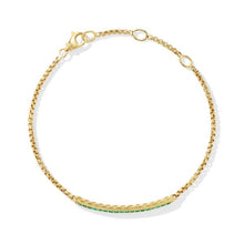 Load image into Gallery viewer, Petite Pave Bar Bracelet in 18K Yellow Gold with Emeralds, 1.7mm