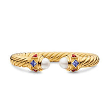Load image into Gallery viewer, Renaissance Cablespira Bracelet in 18K Yellow Gold with Pearl, Iolite and Rhodolite Garnet, 9mm