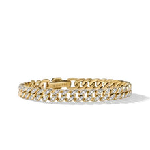 Load image into Gallery viewer, Curb Chain Bracelet in 18K Yellow Gold with Pave Diamonds