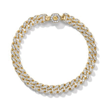 Load image into Gallery viewer, Curb Chain Bracelet in 18K Yellow Gold with Pave Diamonds