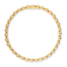 Load image into Gallery viewer, Bezel Set Tennis Bracelet in 18K Yellow Gold with Pink Tourmalines, 4.7mm