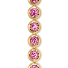 Load image into Gallery viewer, Bezel Set Tennis Bracelet in 18K Yellow Gold with Pink Tourmalines, 4.7mm