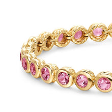 Load image into Gallery viewer, Bezel Set Tennis Bracelet in 18K Yellow Gold with Pink Tourmalines, 4.7mm