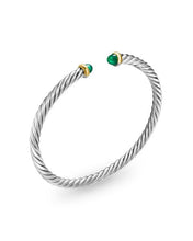 Load image into Gallery viewer, Cable Flex Bracelet in Sterling Silver with 14K Yellow Gold and Green Onyx, 4mm
