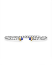 Load image into Gallery viewer, Cable Flex Bracelet in Sterling Silver with 14K Yellow Gold and Lapis Lazuli, 4mm