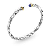 Load image into Gallery viewer, Cable Flex Bracelet in Sterling Silver with 14K Yellow Gold and Lapis Lazuli, 4mm