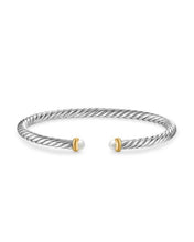 Load image into Gallery viewer, Cable Flex Bracelet in Sterling Silver with 14K Yellow Gold and Pearls, 4mm
