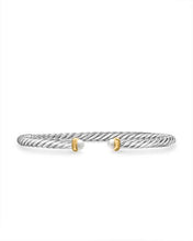 Load image into Gallery viewer, Cable Flex Bracelet in Sterling Silver with 14K Yellow Gold and Pearls, 4mm