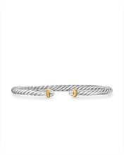 Load image into Gallery viewer, Cable Flex Bracelet in Sterling Silver with 14K Yellow Gold, 4mm