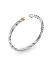 Load image into Gallery viewer, Cable Flex Bracelet in Sterling Silver with 14K Yellow Gold, 4mm