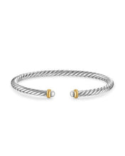 Load image into Gallery viewer, Cable Flex Bracelet in Sterling Silver with 14K Yellow Gold, 4mm