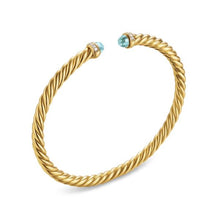 Load image into Gallery viewer, Cablespira Flex Bracelet in 18K Yellow Gold with Aquamarine and Diamonds, 4mm