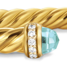 Load image into Gallery viewer, Cablespira Flex Bracelet in 18K Yellow Gold with Aquamarine and Diamonds, 4mm