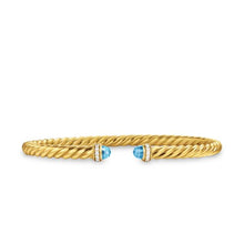 Load image into Gallery viewer, Cablespira Flex Bracelet in 18K Yellow Gold with Blue Topaz and Diamonds, 4mm