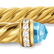 Load image into Gallery viewer, Cablespira Flex Bracelet in 18K Yellow Gold with Blue Topaz and Diamonds, 4mm